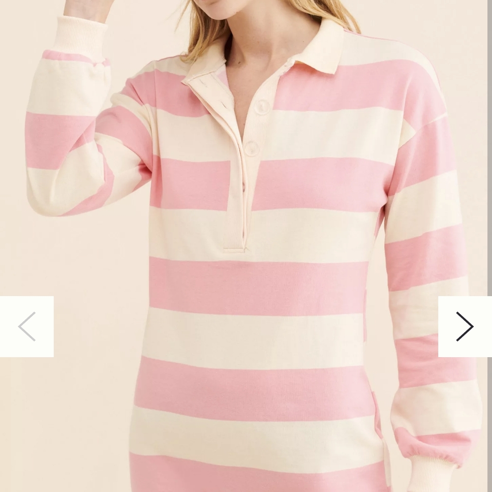 Pink and Cream Striped Polo Shirt